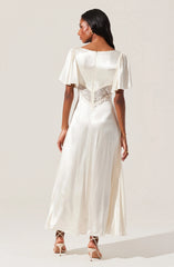 Aurelia Satin V-Neck Midi Dress