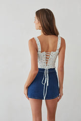 Beverly Lace Trim Floral Bustier Corset Top