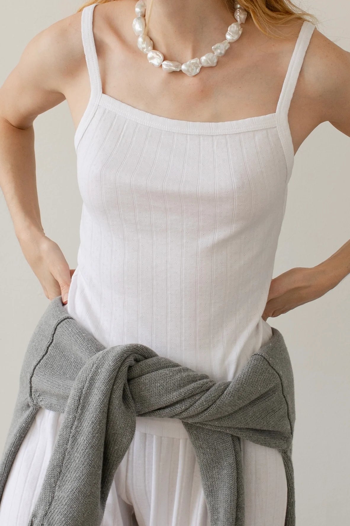 The Pointelle Square Neck Tank