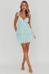 Sorbet Sky Tiered Tulle Mini Dress Mint