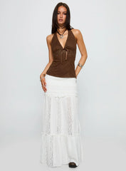 Dance For You Faux Suede Halter Top Brown