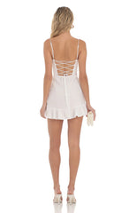 Unpredictable Layered Ruffle Neckline Mini Dress Butter