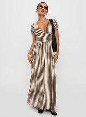 Collyns Maxi Dress Beige Pinstripe