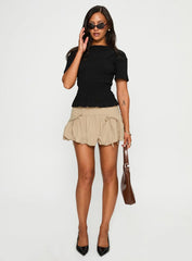 Palloma Bubble Hem Mini Skirt Beige