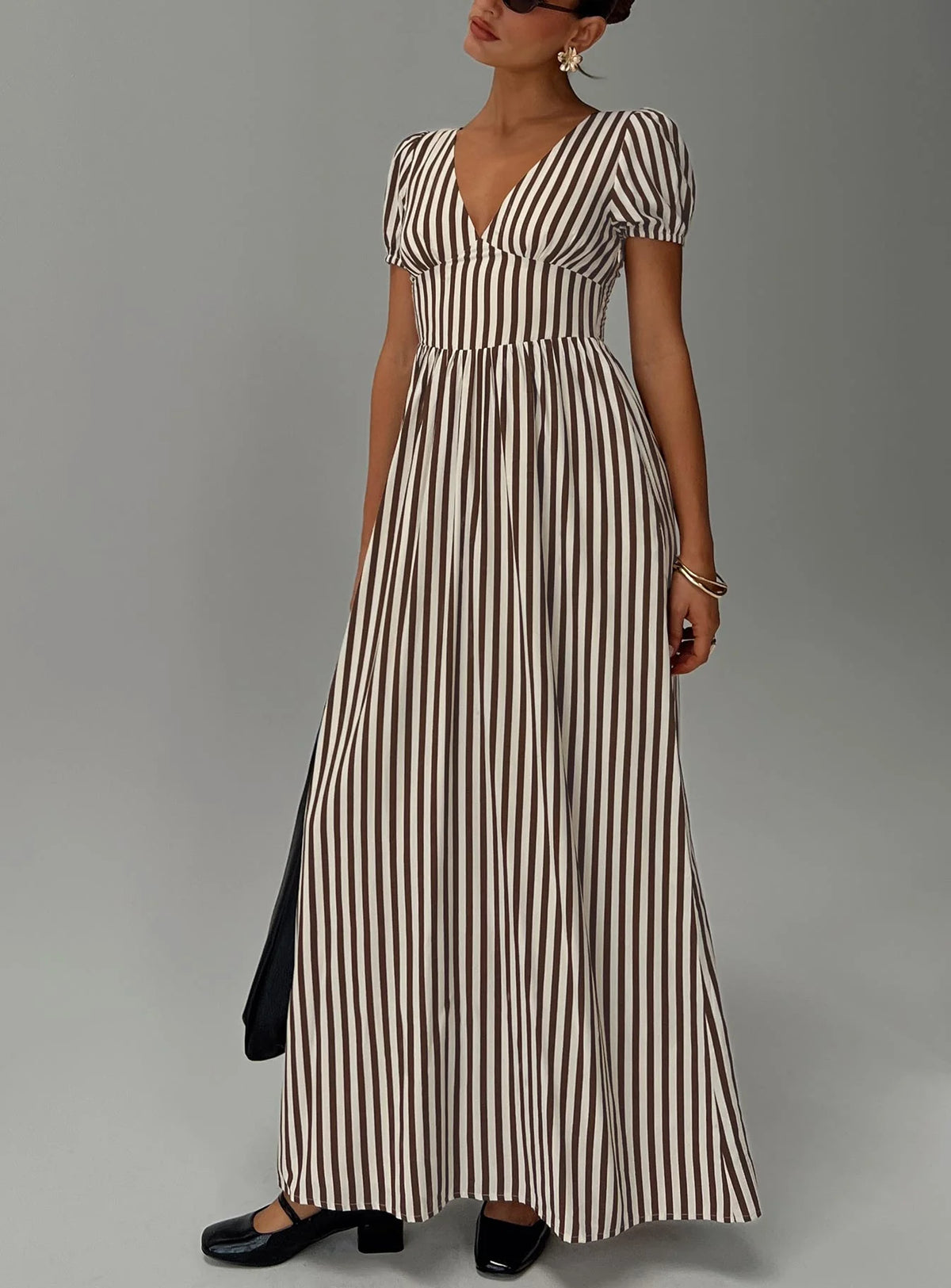 Collyns Maxi Dress Beige Pinstripe