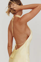Sweetest Sundays Halterneck Open Back Dress Butter