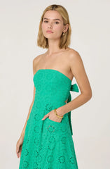 Eyelet Strapless Midi Dress