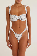Ruched Bottom (Cream Black Polka Dot)