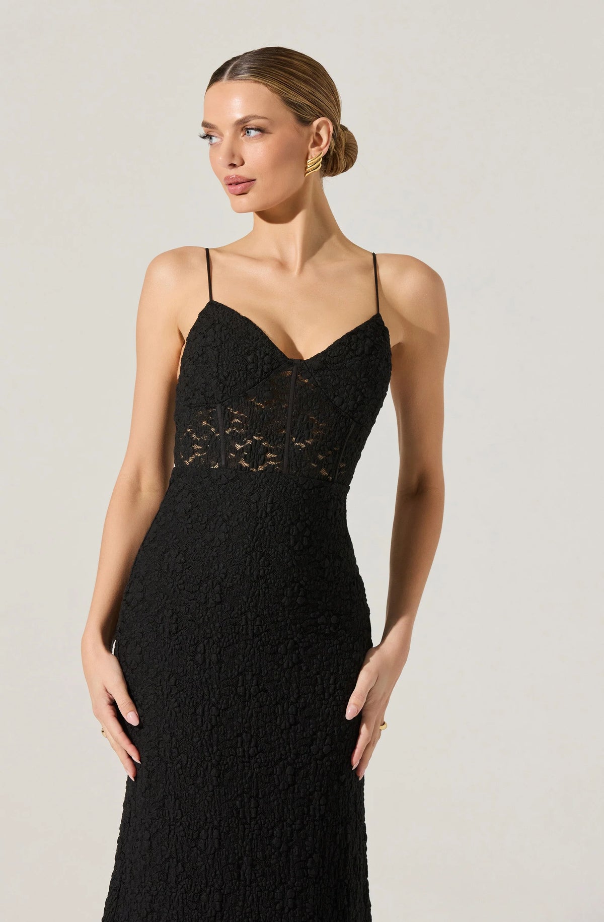 Floral Lace Knit Midi Dress