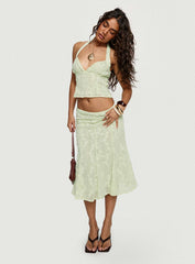 Aspyn Embroidered Midi Skirt Sage Green