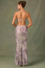 Embellished Cut-Out Fishtail Maxi Dress in Lilac Hotfix