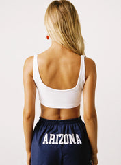 U of A Scoop Neck Crop Top White
