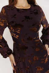 Thora Velvet Dress | Deep Plum + Bronze