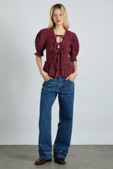 bluebelle blouse - red check