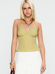 Lucky Babe Cami Top Sage Stripe