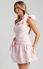 Mathilda Mini Dress Cut Out Side Wrap Dress in Pink