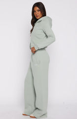 Comfy And Cute Wide Leg Sweatpants Seafoam