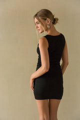 Tara Boatneck Ruched Bodycon Mini Dress