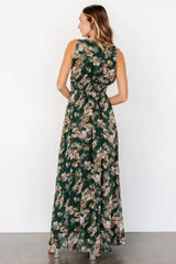 Imogen Maxi Dress | Deep Green Multi