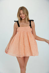 Madi Textured Satin Tie Strap Babydoll Dress