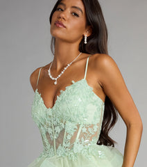 Viviana Floral Embroidered Corset Ruffled Skater Dress