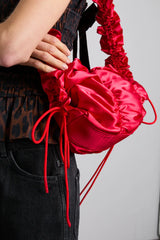 ruched satin bag - red