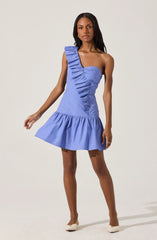One Shoulder Ruffle Mini Dress