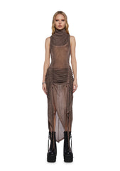 Tempo Ruched Harness Dress - Brown