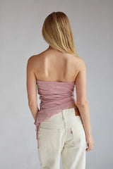 Valentina Strapless Glitter Asymmetrical Cinch Top