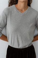 The Pointelle V-Neck Long Sleeve