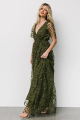 Marseille Embossed Maxi Dress | Olive