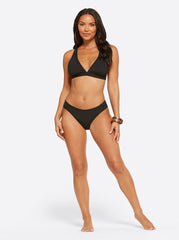 Textured Solids Full Support Triangle Bra in Black