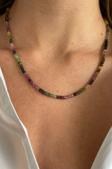 watermelon tourmaline faceted necklace