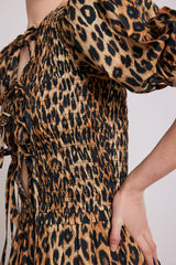 Bluebelle shirred mini dress - leopard