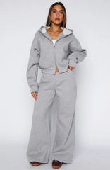 Come A Long Way Wide Leg Sweatpants Grey Marle