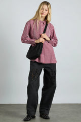 crescent bag with bow stitch detail