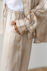The Silk Pinstripe Drawstring Pant