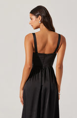 Pleated Bustier Midi Dress