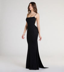 Gwendolyn Glitter Knit Bow-Back Mermaid Dress