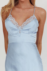 Summer Of Love Lace Trim Maxi Dress Blue