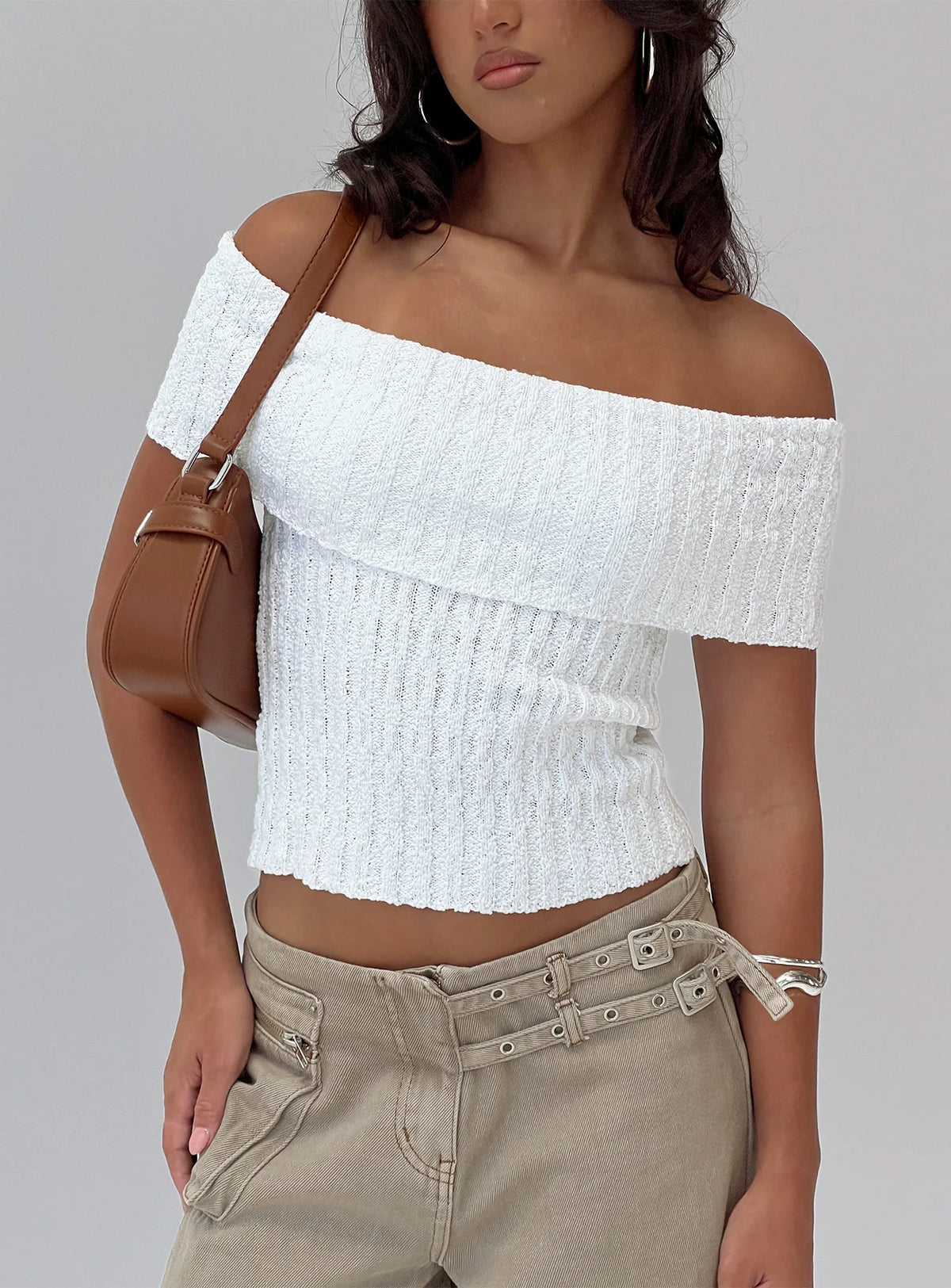 Murmur Off Shoulder Top White