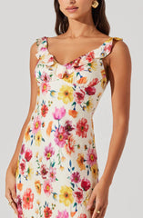 Zoie Floral Satin Ruffle Dress
