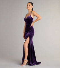 Ariel Velvet Slit Mermaid Formal Dress