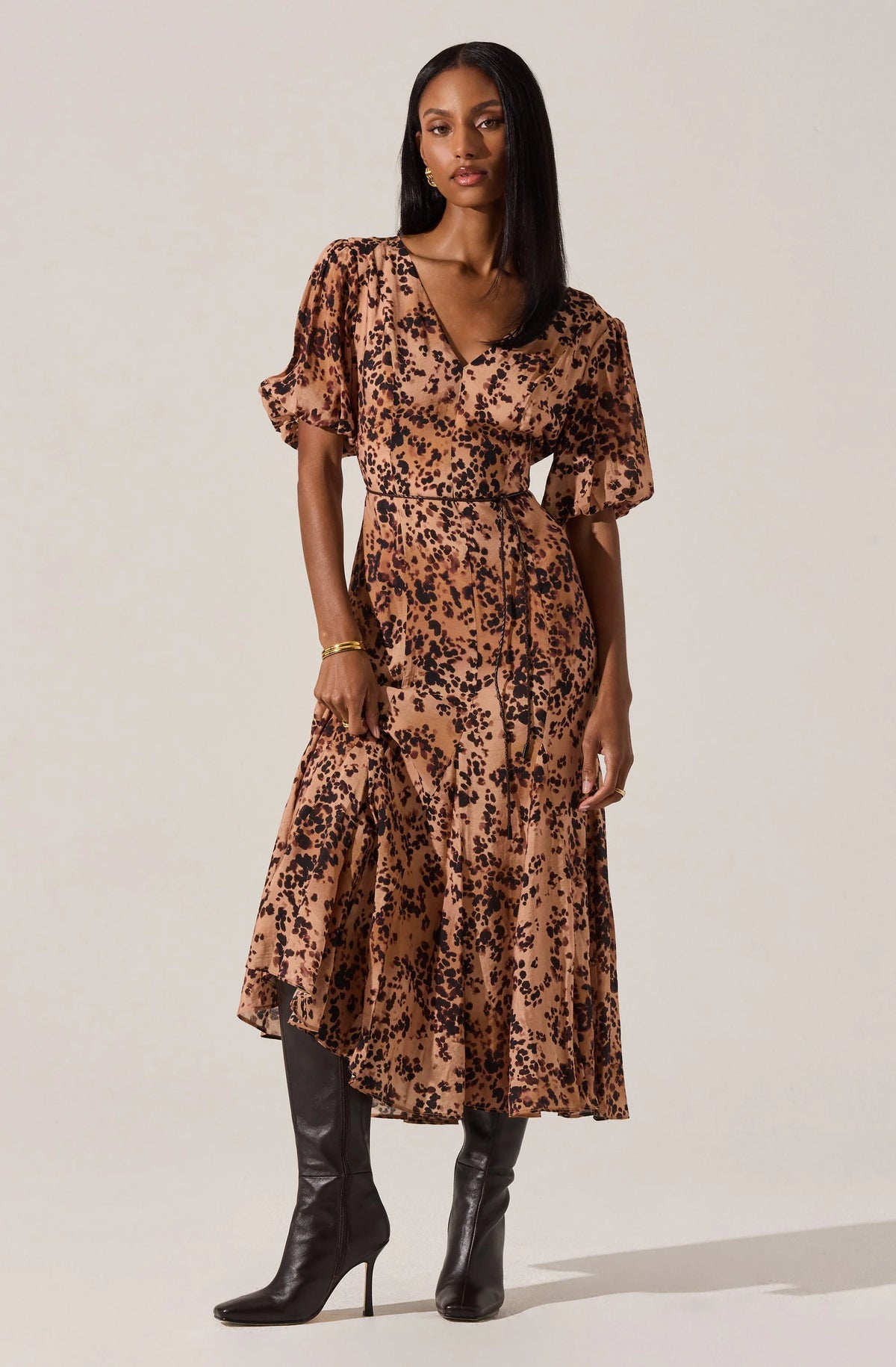 Lavena V-Neck Puff Sleeve Dress