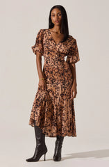 Lavena V-Neck Puff Sleeve Dress