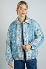 reversible claudia jacket- blue stripe & wallpaper floral