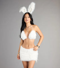 Cozy Cutie Snow Bunny Faux Fur Mini Skirt