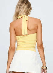 By The Beach Halter Bodysuit Yellow