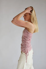 Valentina Strapless Glitter Asymmetrical Cinch Top