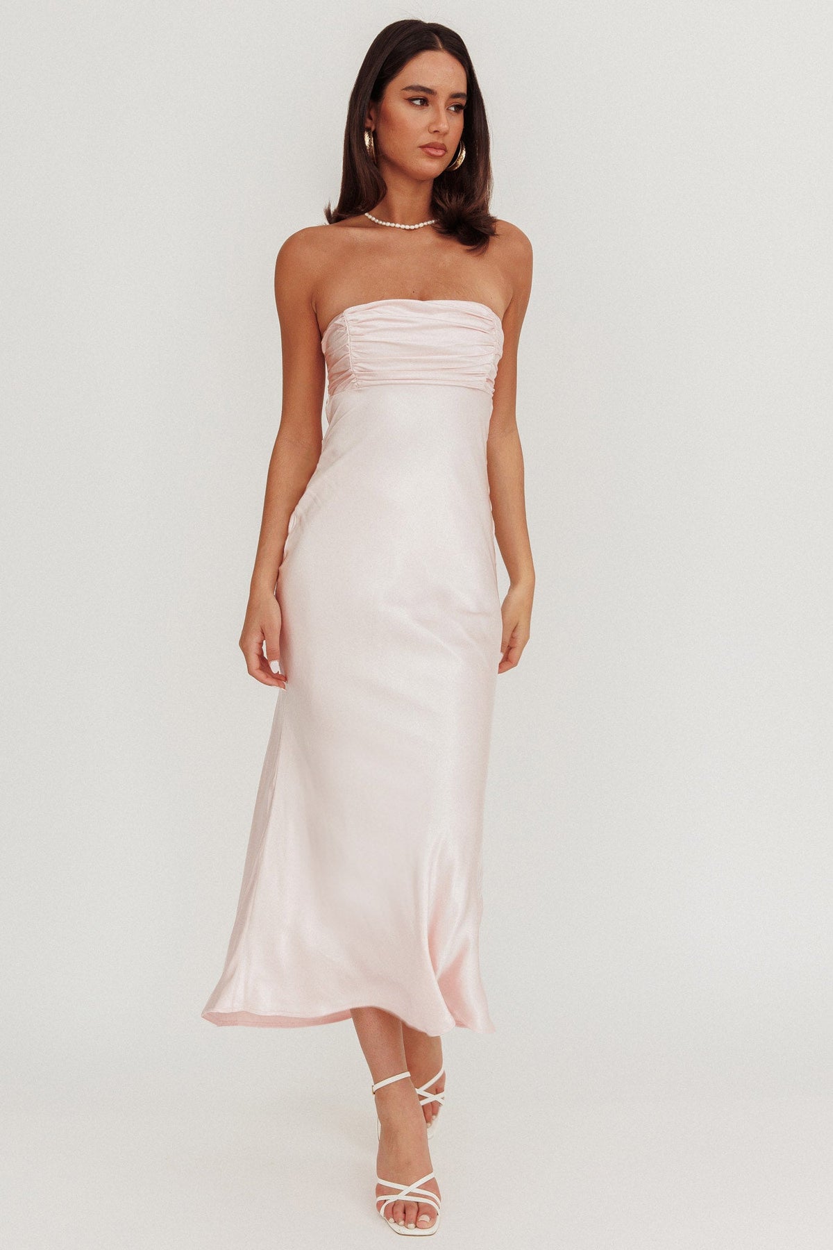 Moon Song Strapless Laced Back Dress Blush